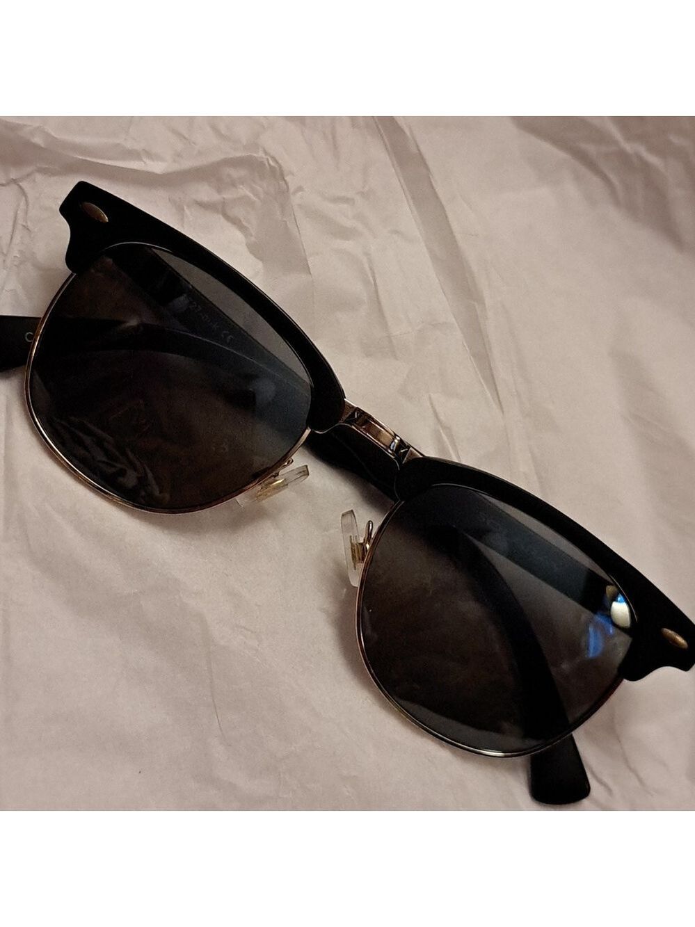 Solaray Black and Gold Aviator Sunglasses with Metallic Accents
